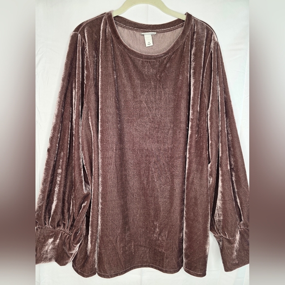 Ava & Viv 3X Blush Crushed Velour Pullover Stretch N-1760 - Picture 5 of 12